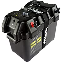 Bison Caja portabatería con cargador USB- medidor LED- interruptor y toma de 12 V
